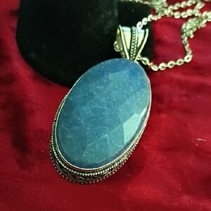 Gigantic 90ct Fully Faceted African Blue Sapphire Cocktail Pendant 😎💎💝